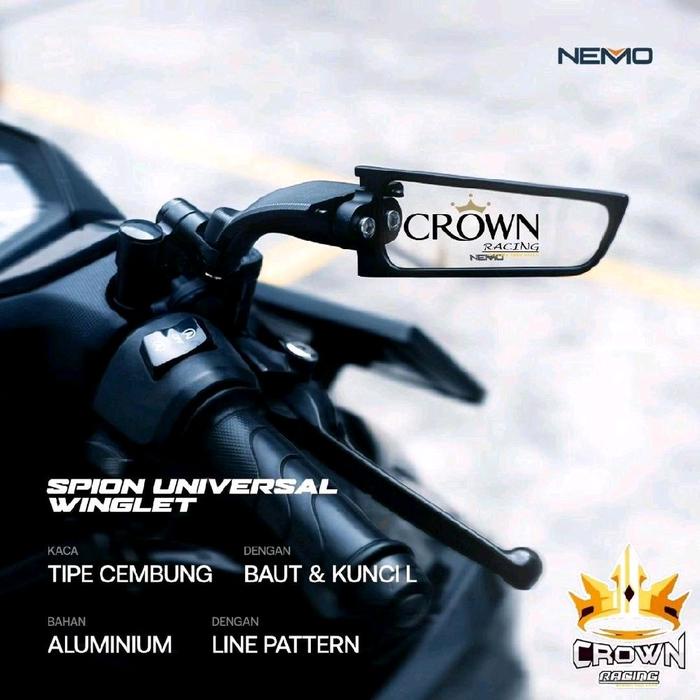 New Spion Winglet Nemo Cembung Aluminium Besar Xmax Nmax Aerox Pcx Adv Motor Motorcycle