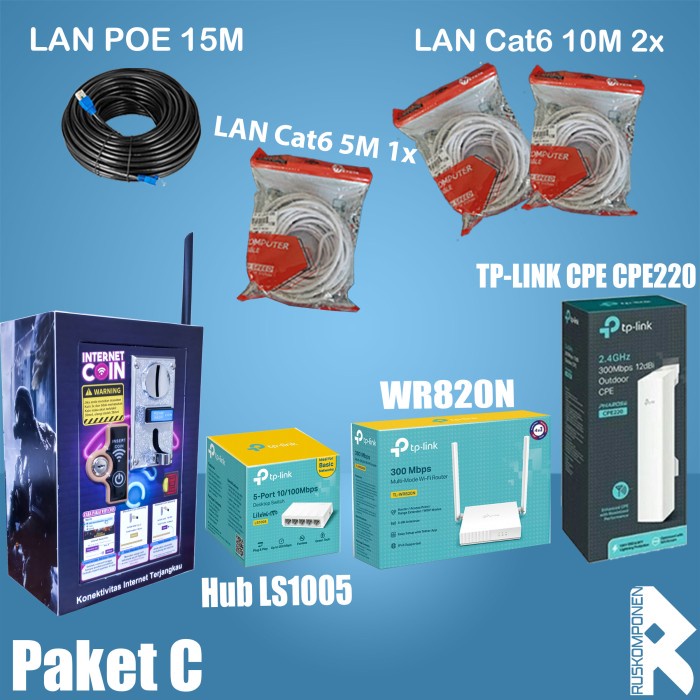 Paket Usaha Wifi Coin Untuk Jarak 500m CPE220 Paket Usaha Wifi Voucher