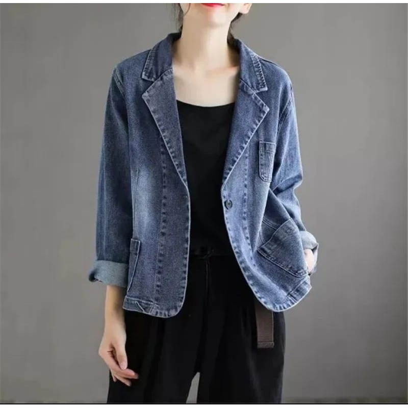 BIG PROMO JAKET JEANS WANITA/BLAZER JEANS WANITA LENGAN PANJANG