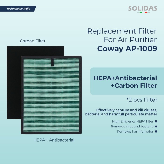 Replment Filter Air Purifier Coway AP1009 / HEPA+Carbon