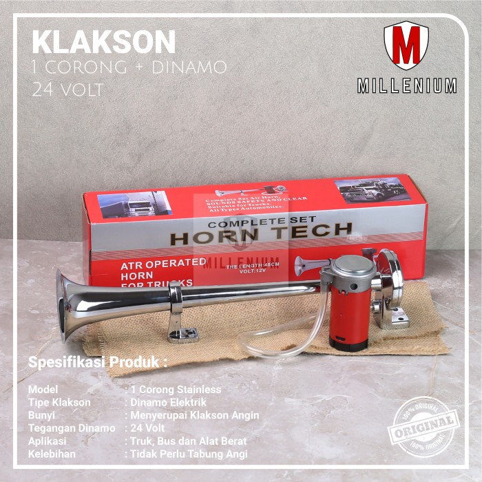 KLAKSON MOBIL TRUK BUS 1 CORONG KOMPLIT DINAMO ELEKTRIK 24 VOLT