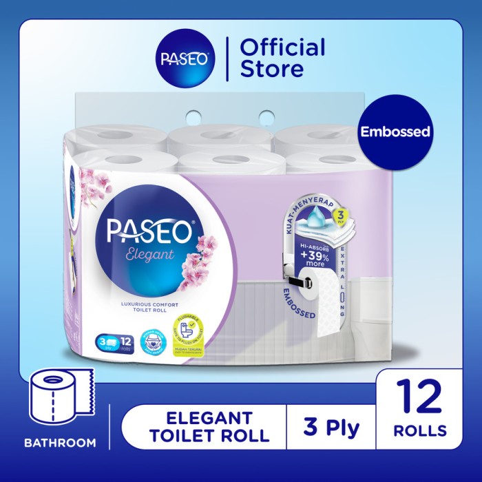 Tissue Paseo Elegant Toilet Roll / Tissue WC 12 Roll