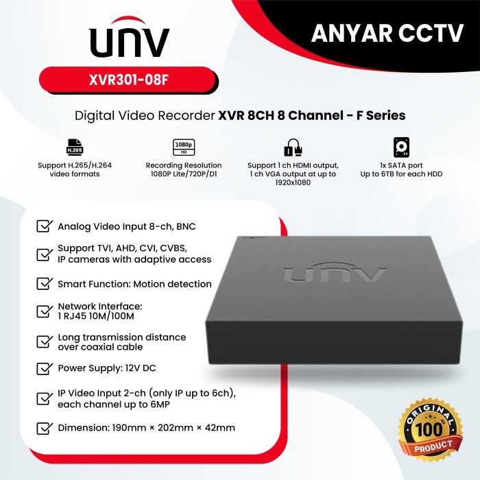 Uniview XVR301-08F DVR