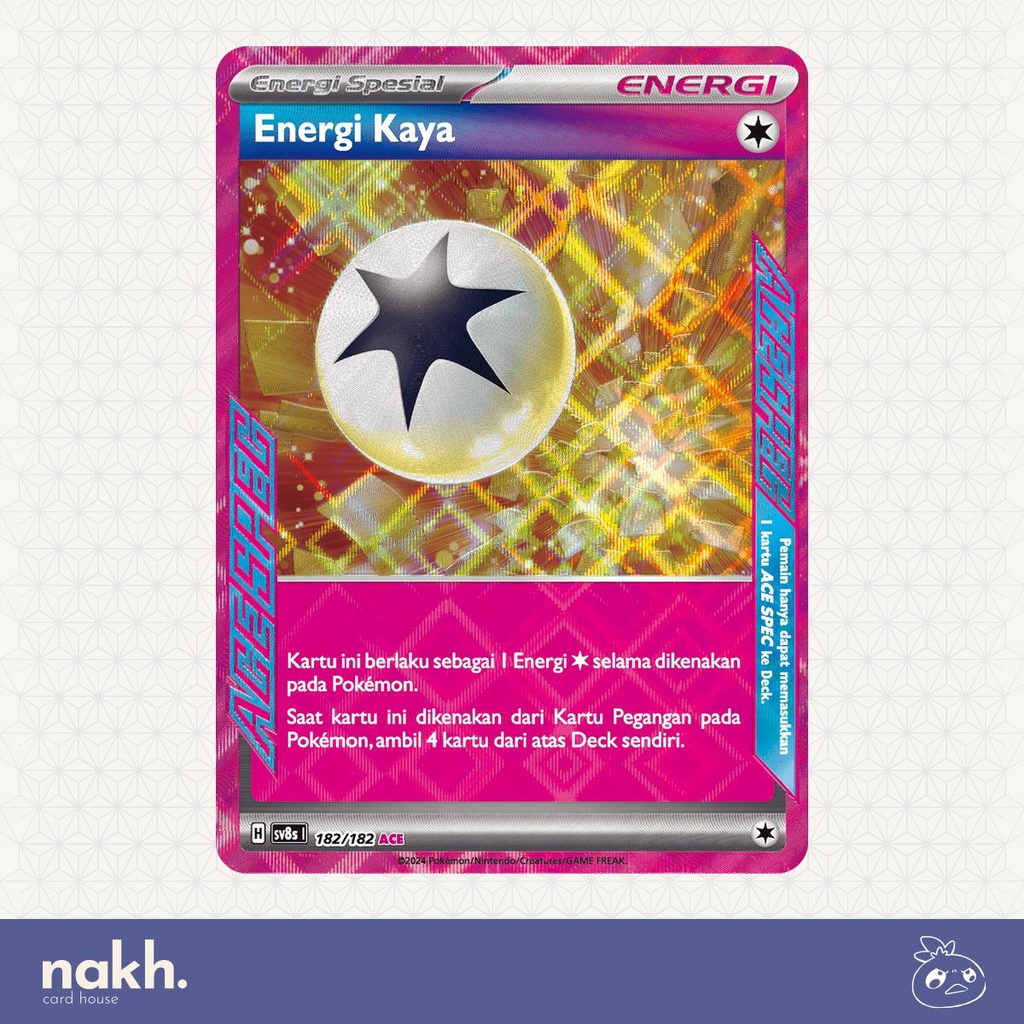 Kartu Pokemon TCG Indonesia kilat rasi sv8s 182/182 Energi Kaya ACE