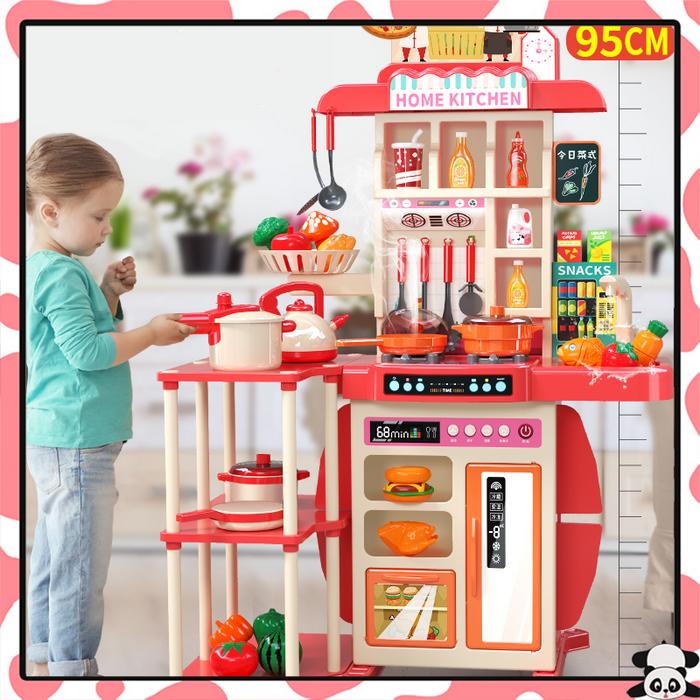 95Cm 73Pcs Jumbo Wastafel Dapur Spraying Mist Mainan Kitchen Toys Mainan Masak Anak Perempuan