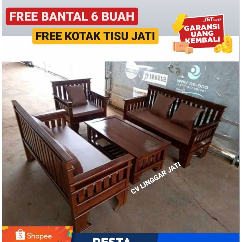Mentah - Flash Sale Kursi Tamu Jari Jati Minimalis Murah 221 Promo Kembang jati