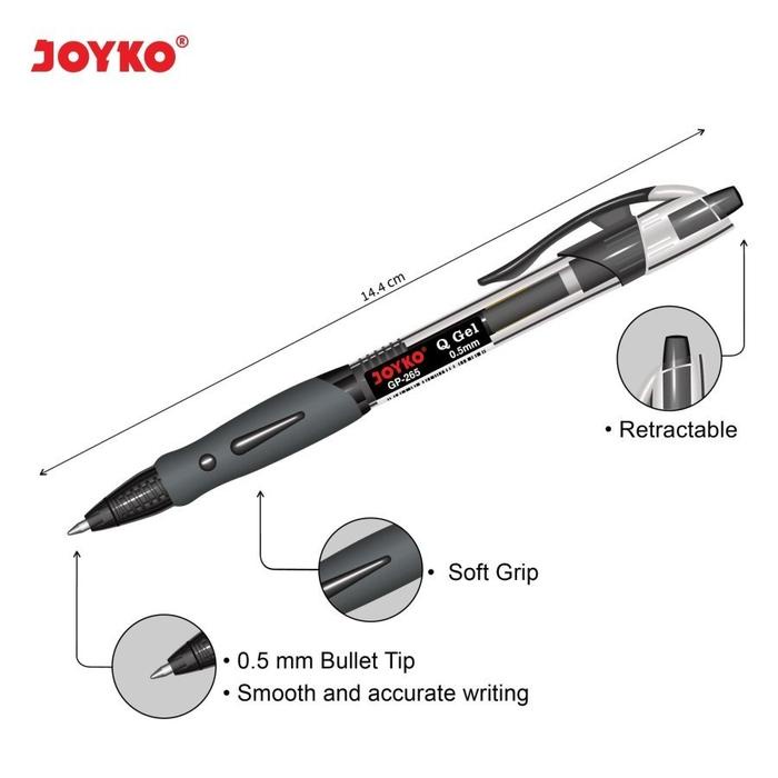 

Pulpen - Gel Pen - Pena Joyko Gp-265 - Q Gel - Hitam 1 Pack / 12 Pcs Alat Kantor