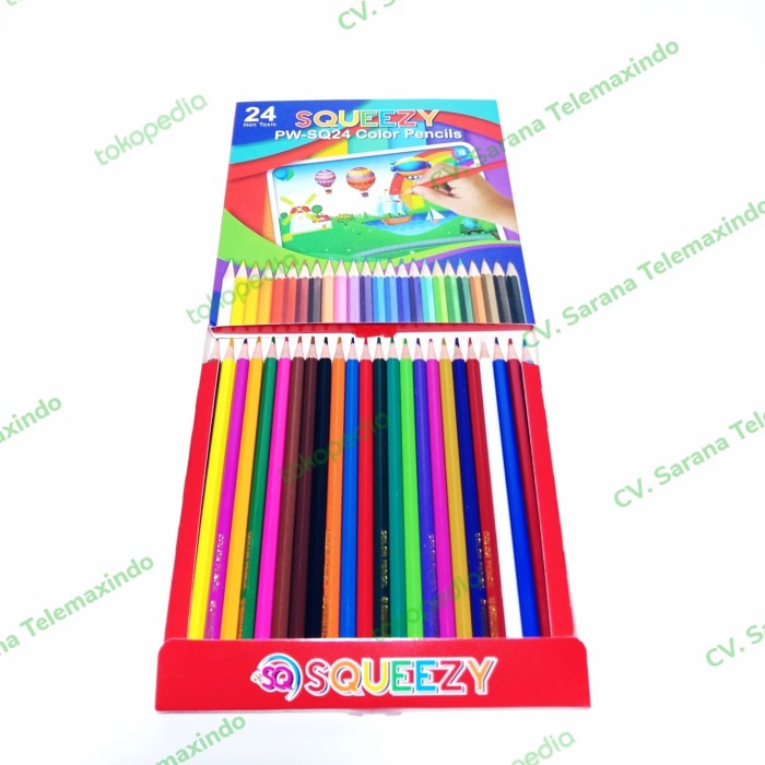 

Harga Grosir (1Kotak/6Packs) Pensil Warna Panjang 24 Warna Pw-Sq24