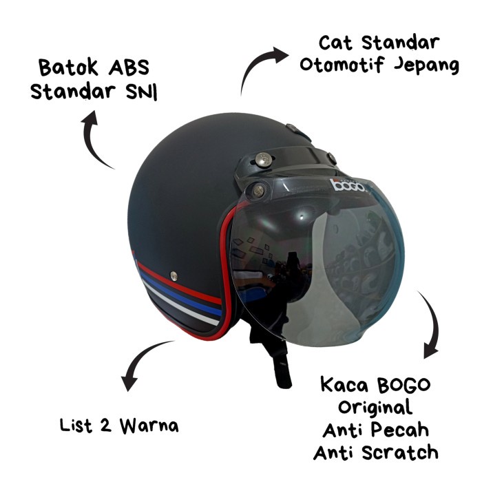 HELM BOGO SNI CEWEK DEWASA FORCE KACA BOGO BULAT ORIGINAL ANTI MALING