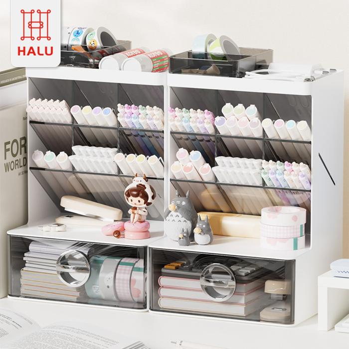 

PROMO! HALU Kotak Laci Penyimpanan Alat Tulis Pulpen Pensil Rak Alat Makeup Organizer Aestethic