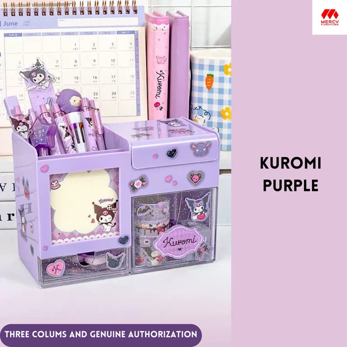 

Mercy SANRIO Kuromi Pen Holder Kotak Penyimpan Alat Tulis Organizer Kotak Penyimpan Alat Serbaguna