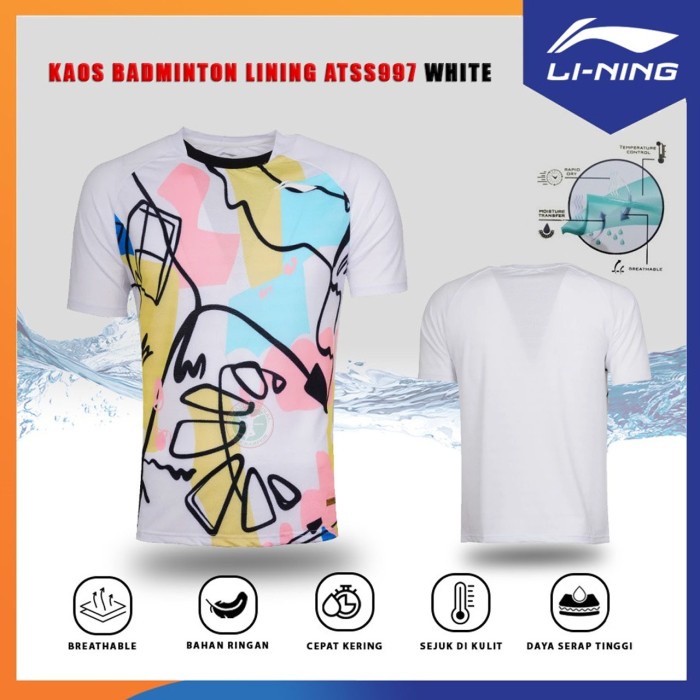 Lining Atss 997 T-Shirt Kaos Jersey Badminton Lining Original
