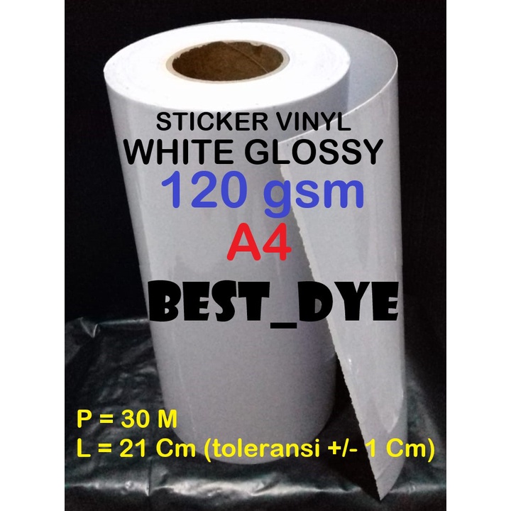 

Tier Vinyl Injet White Gloy 120 Gr, A4= 21 Cm 30 M, 1 Roll