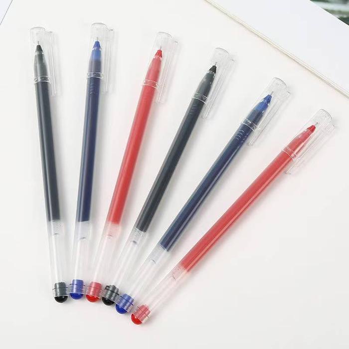 

(BISA COD) 50 PCS Pena gel berkapasitas besar, jarum tabung, pena air karbon 0,5mm, pena ujian