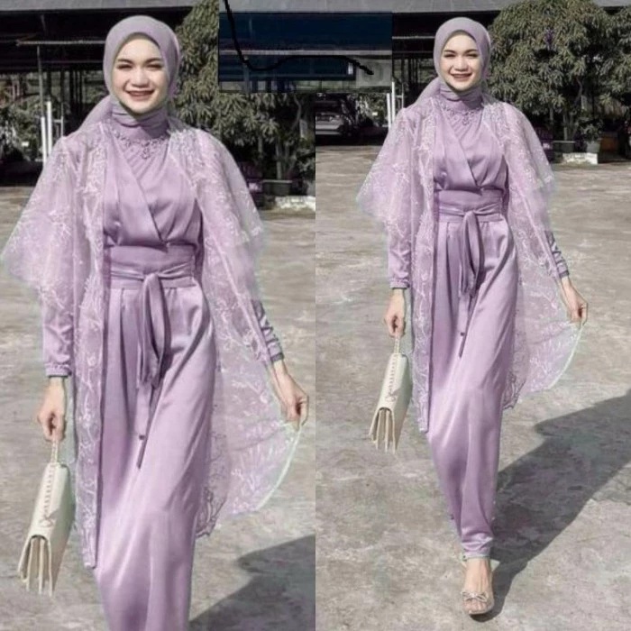 LS - KIMONO SATU SET - PROMO COD - Inner Kimono Dress by ellinadress Gamis Korea Polos Satin