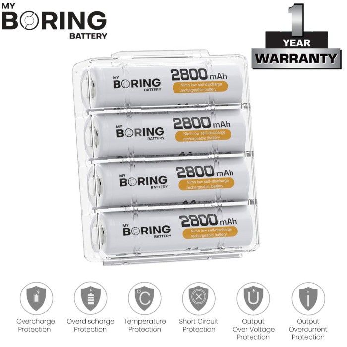 My Boring Batery AA 2800 mAh 4 Pack High Power Baterai AA Rechargeable Kode 1112