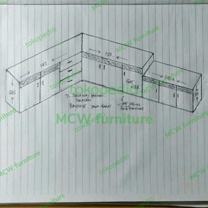 CUSTOM KITCHEN SET BAWAH FULL ALUMINIUM+ACP/SUKASARI BANDUNG.
