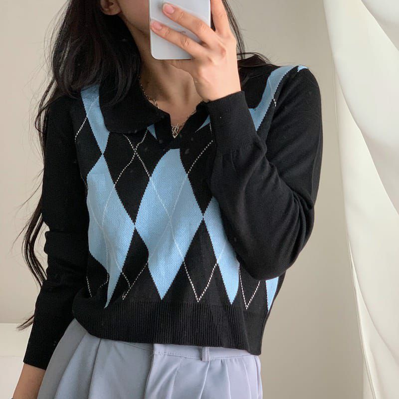 BEST SELLER SWEATER V NECK SIDO MOTIF KETUPAT ATASAN WANITA RAJUT