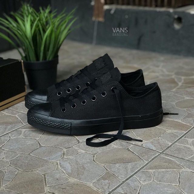SEPATU CONVERSE FULL BLACK ORIGINAL 100% ALL STAR HITAM POLOS TERLARIS