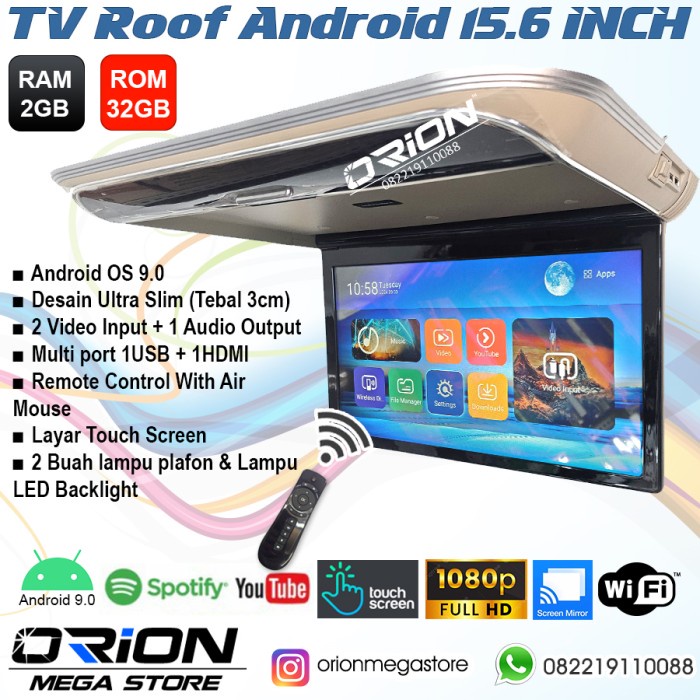Monitor Roof Plafon Android 15.6 inch TV Roof Android Touch Screen