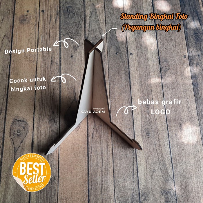 

PROMO! Standing Bingkai Foto Kayu / Wooden Easel Holder Stand Frame Portable