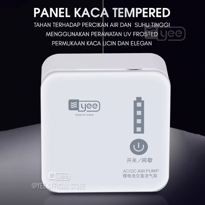 Yee - Aerator AC DC / Silent Aerator ACDC / Aerator 1 lubang 2 lubang / argeable Aerator / Air Pump