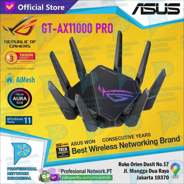 ASUS ROG Rapture GT-AX11000 Tri-Band Gang WiFi 6 Router GT AX11000