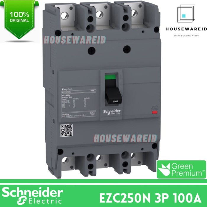 Bagus Mccb 3P 100A Schneider Ezc250N3100 Original / Breaker Mccb 3 Phase 100 Ampere Schneider
