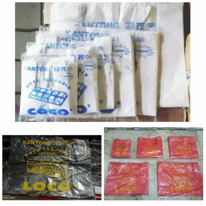 BIG SALE COCO / LOCO kantong plastik kresek 500gr putih susu merah, hitam HD PE