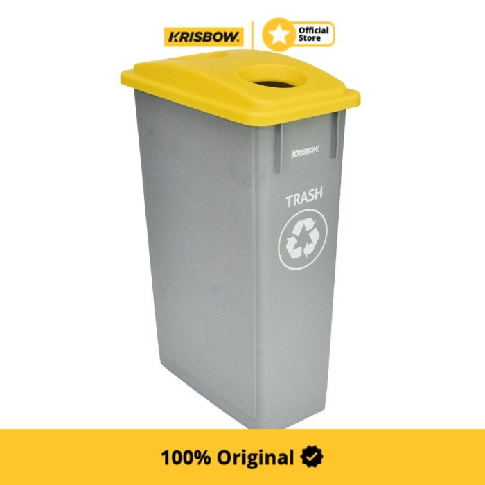 PREMIUM Krisbow 90 Ltr Tempat Sampah Plastik - Abu-Abu / Kuning