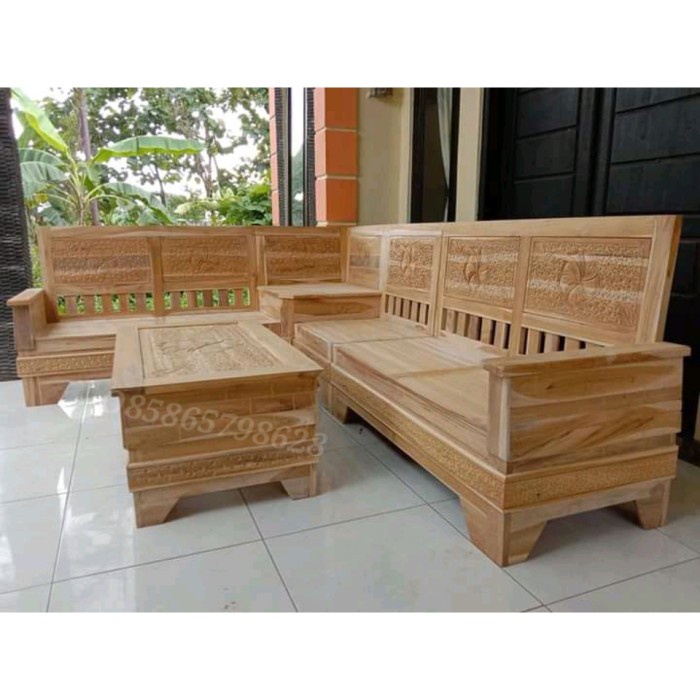 PREMIUM kursi tamu minimalis kayu jati mentahan kursi sudut kayu Jati kursi