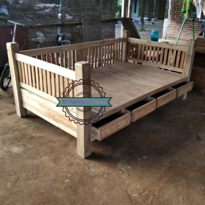 PREMIUM Bale bale bangku kursi panjang kayu jati model simpel minimalis murah