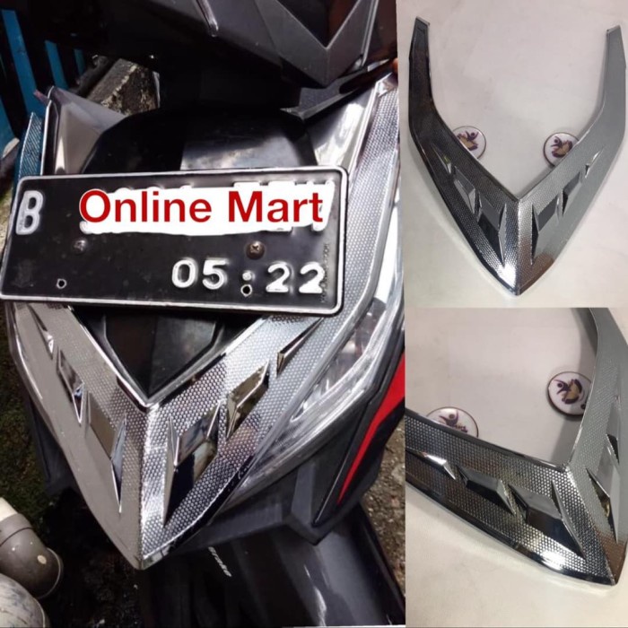 garnish headlight lampu Vario 125 150 LED garnish v chrome