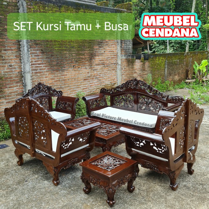 PREMIUM kursi tamu ukir jepara asli jati, set meja kursi tamu ukir kayu jati