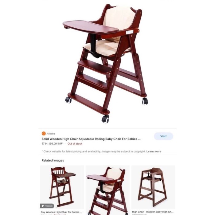 PREMIUM KURSI MAKAN BAYI KAYU JATI SOLID KURSI MAKAN BAYI DENGANAKI RODA