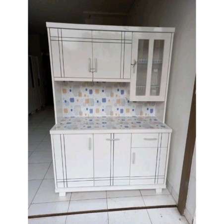 PREMIUM Lemari Dapur Rak Piring Kayu Minimalis 3 Pintu Sayur