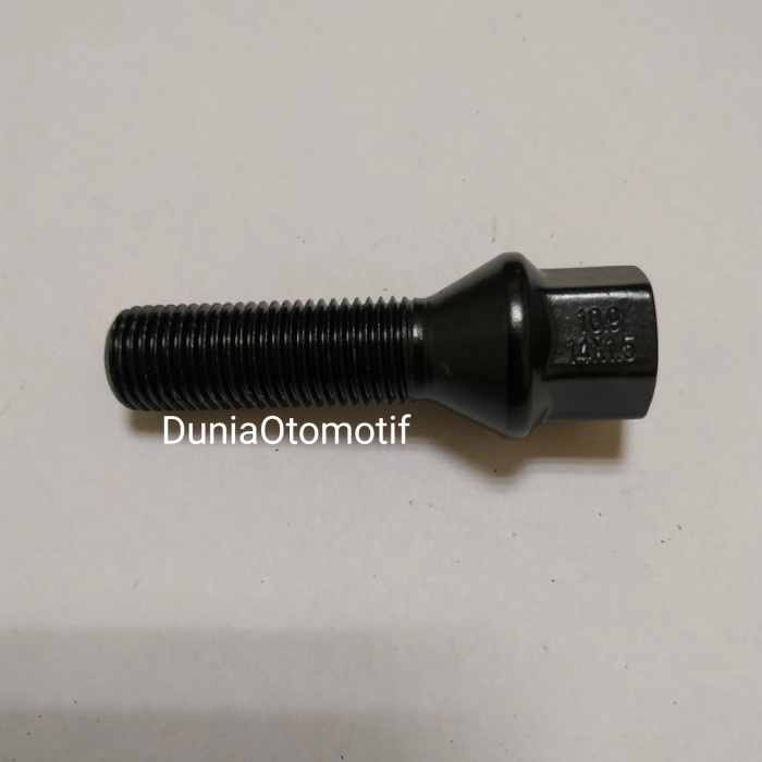 TERBARU Baut Roda Mercy / VW 14mm x 1.5 Hitam Panjang Ulir 3.8 Cm