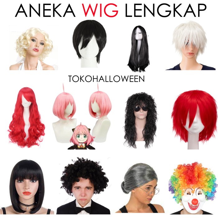 HOT SALE wig cosplay rambut palsu anak anya kribo badut anime merah