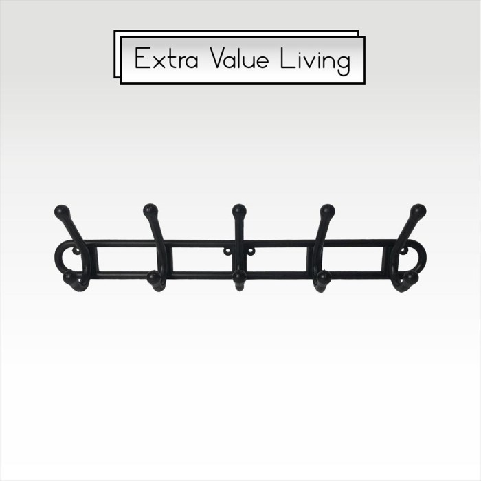 NEW PRODUK VIENTO KAPSTOK PLASTIK 5 HOOK GANTUNGAN BAJU WALL HANGER HITAM GHY
