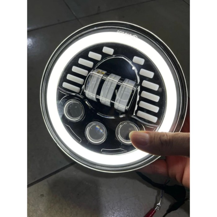 READY Lampu Projector Led Daymaker Harley 7 inch jepp 4 LED High Low Daymaker Bulat universal motor