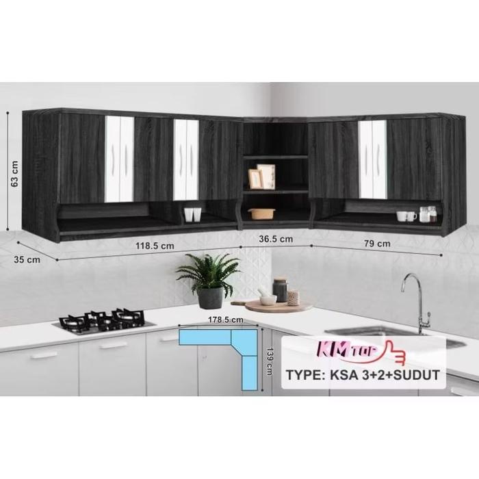 Kitchen Set Minimalis Aesthetic / Rak Dapur Atas / Lemari Gantung Dapur / Rak Dinding Atas 2 / 3