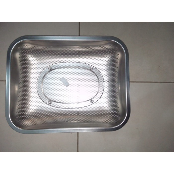 Wadah Bolong Persegi Kotak Stainless 27 x 32 cm Baskom Cuci Sayur Buah Kode 1228