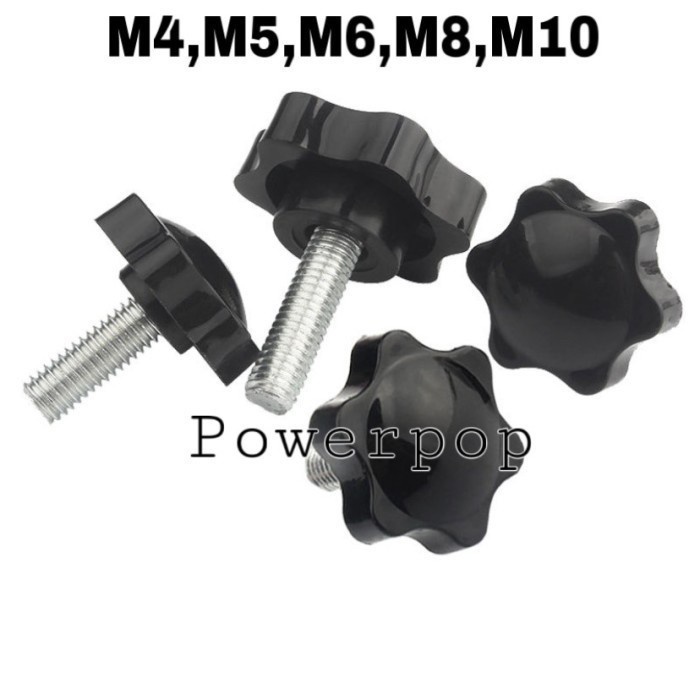 Baut knop star M4 M5 M6 M8 M10 baut kuping pegangan