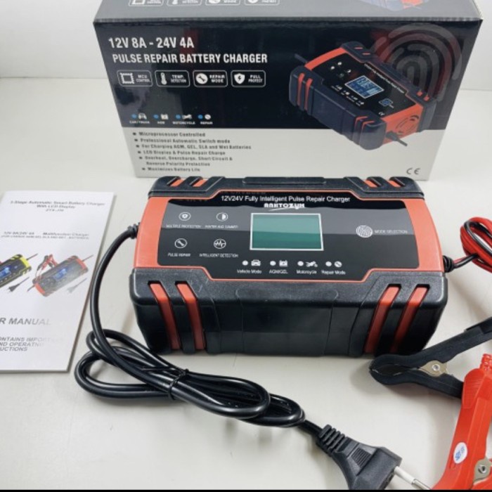 Bagus Pulse Repair Charger 12/24V 8A - Alat Cas Aki Motor Mobil Lcd