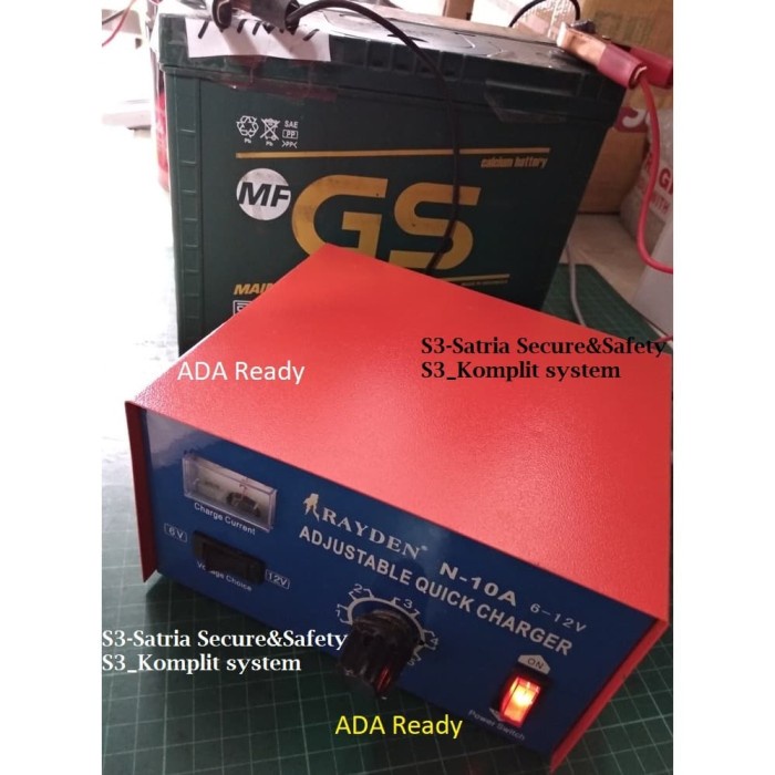 Menarik Charger Aki Rayden 10A Bentuk Solid Kecil / Cas Aki 10A