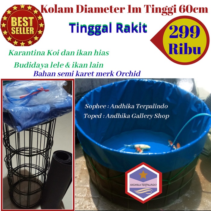 PREMIUM terpal kolam ikan fullset D1T0.6m/ kolam terpal bulat / terpal ikan