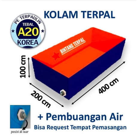 PREMIUM Terpal Kolam Ikan A15 200x400x100 / 400x200x100 Cm / 2x4x1 / 4x2x1 M.