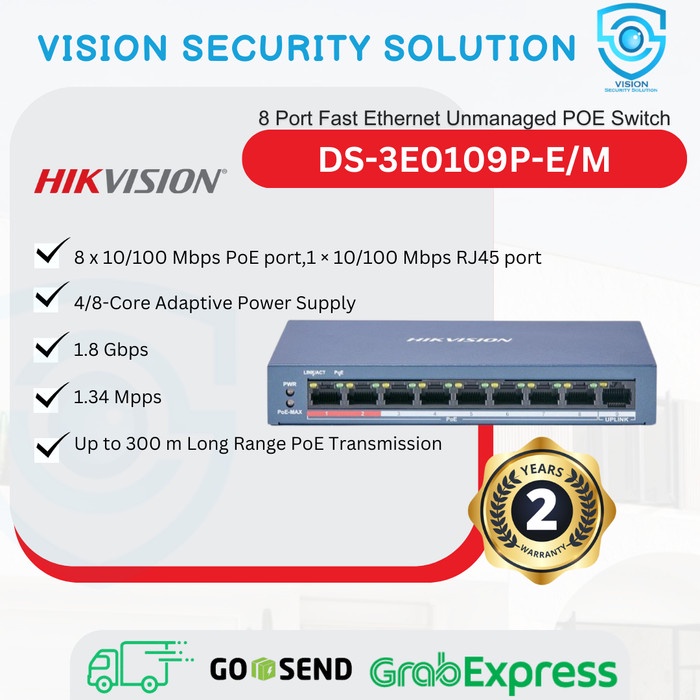 terbaru  hikvision poe switch hub poe 8 port ds-3e0109p-e/m ready