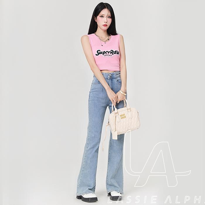 Lassie Alpha J44 celana cutbray jeans wanita biru muda jeans skinny HW jeans berpinggang tinggi