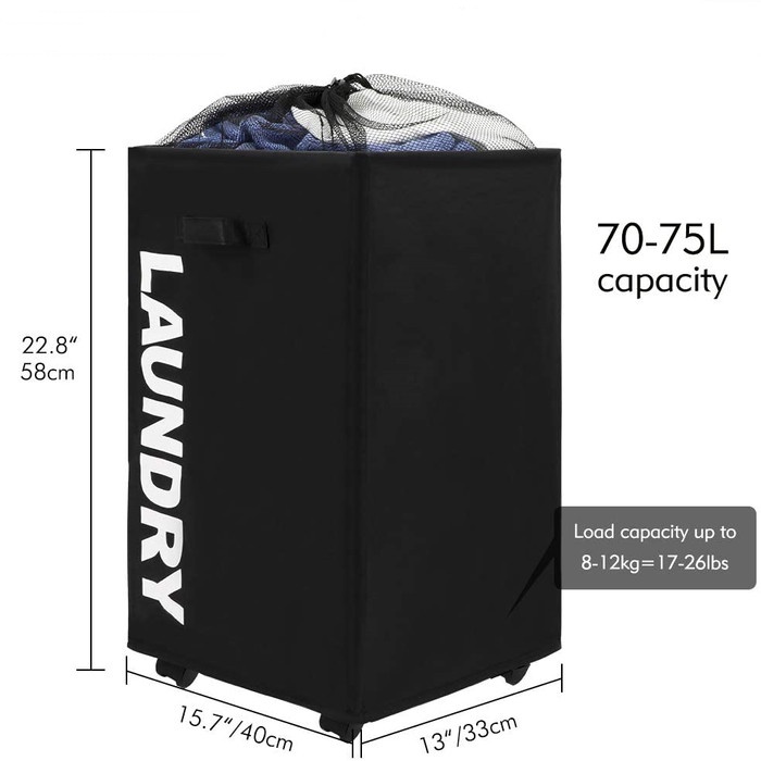 Laundry Bag Keranjang Baju Kotor Aesthetic Lipat Besar Roda Foldable Termurah